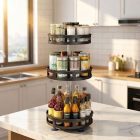 3-Tier Rotating Spice Rack Organizer â€“ Carbon Steel 360Â° Metal Turntable, Multifunctional Kitchen Seasoning & Condiment Storage Rack