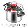 Pressure Cooker, 6.3Qt Pressure Cooker Stainless Steel, Pressures Canner with Steaming Rack, Tempered Glass Lid, Three Pressures Settings for Meat