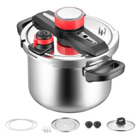 Pressure Cooker, 6.3Qt Pressure Cooker Stainless Steel, Pressures Canner with Steaming Rack, Tempered Glass Lid, Three Pressures Settings for Meat