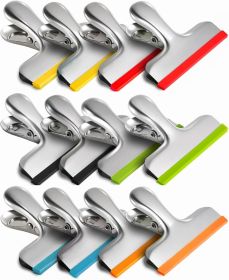 12 Pack Stainless Steel Chip Bag Clips Covered with Silicone - NO More Sharp Edges - Color Coded for Food Bags - Air Tight Seal