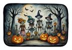 Calacas Skeletons Spooky Halloween Dish Drying Mat Absorbent Dish Drying Mat Pad for Kitchen Counter Dish Drainer Mat for Countertop, 14 x 21"