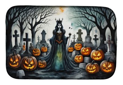 Evil Queen Spooky Halloween Dish Drying Mat Absorbent Dish Drying Mat Pad for Kitchen Counter Dish Drainer Mat for Countertop, 14 x 21", Multicolor