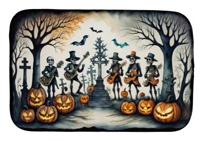 Mariachi Skeleton Band Spooky Halloween Dish Drying Mat Absorbent Dish Drying Mat Pad for Kitchen Counter Dish Drainer Mat for Countertop, 14 x 21"