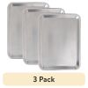 (3 pack) 13" x 10" Aluminum Quarter Sheet, Rectangular Cookie Baking Sheet Pan, Silve