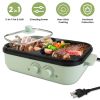2-in-1 Electric Hot Pot & Grill Combo, Dual Separate Temperature Control, Non-Stick Die-Cast Aluminum, Overheat Protection