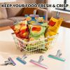 12 Pack Stainless Steel Chip Bag Clips Covered with Silicone - NO More Sharp Edges - Color Coded for Food Bags - Air Tight Seal