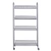 4-Tier Gap Kitchen Slim Slide Out Storage Tower Rack with Wheels, Cupboard with Casters - Silver