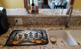 Calacas Skeletons Spooky Halloween Dish Drying Mat Absorbent Dish Drying Mat Pad for Kitchen Counter Dish Drainer Mat for Countertop, 14 x 21"